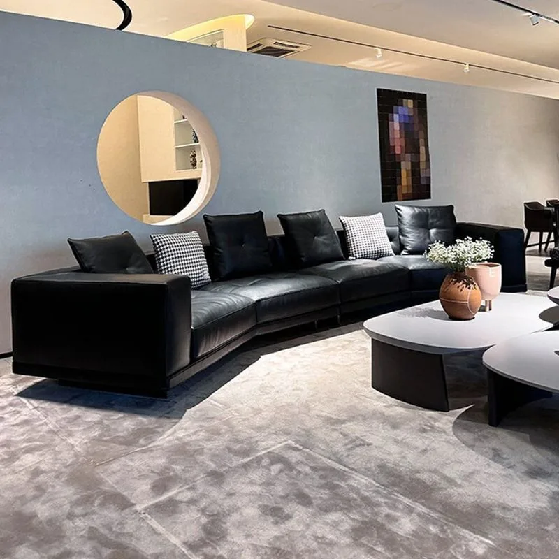 Italian Light Luxury Dylan Genuine Leather Sofa Modern Living Room Straight Bar with Corner Top Layer Leather Sofa Combination