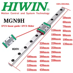 NEW HIWIN Original MGN9H MGN9 Linear Guide Rail 50 60 70 80-100 150 200 250 300-550mm MGN9 Linear Guide+MGN9H Slider Block