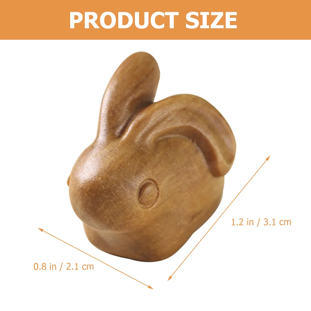 Sandalwood Carved Rabbit Bunny Ornaments Small Figurines Wooden Hanging Decor Vintage