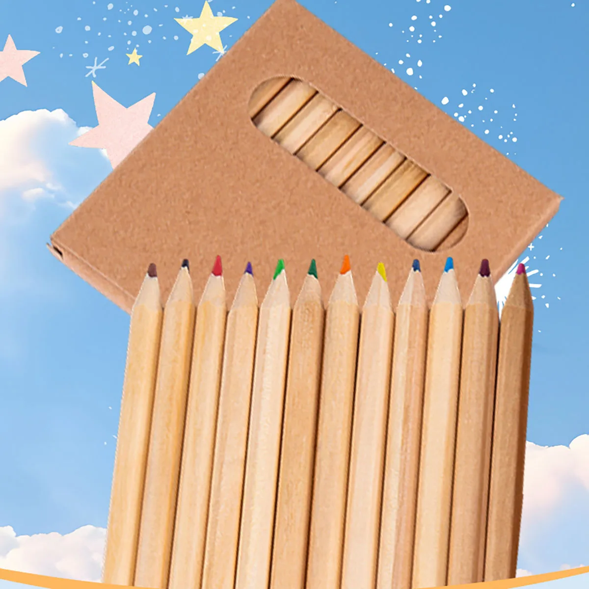 (Personalized Custom Text) 1 Box/5 Boxes/12 Boxes/25 Boxes/60 Boxes of Natural Wood Rainbow Pencils in 12 Colors, Student Drawing Stationery with Eraser and Sharpener in a Gift Box, Pre-Sharpened Short Thick Pencils, Includes 12 Colors, Lightweight and Portable, Sharpened Lead, Suitable as a Birthday Gift, Classroom Supplies (No Need to Sharpen)