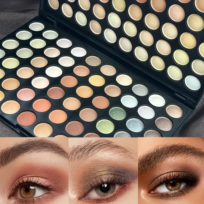 120-Farben-Lidschatten-wasserfeste Make-up-Palette, Erdtöne, mehrfarbig, perlglitzernde matte Oberflächen, für Musikfestivals und den Alltag