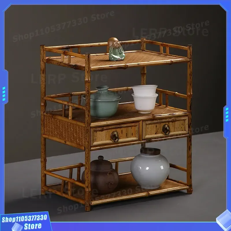 Natural Bamboo Tea Cup Rack Desktop Storage Display Stand for Teapot Organizer Multi Layer Shelf Home Kitchen Accessories