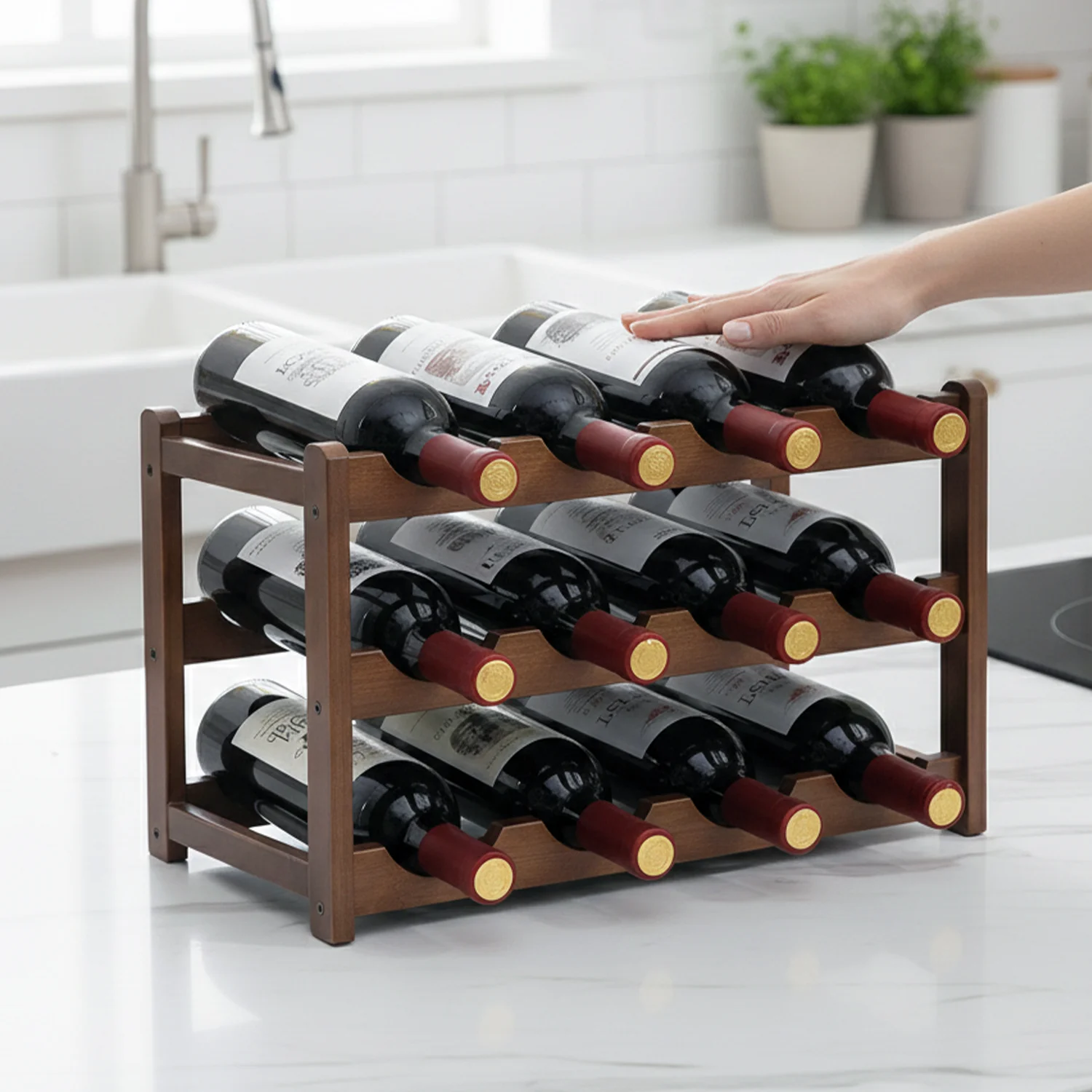 Stylish Minimalist Wooden Wine Rack Storage