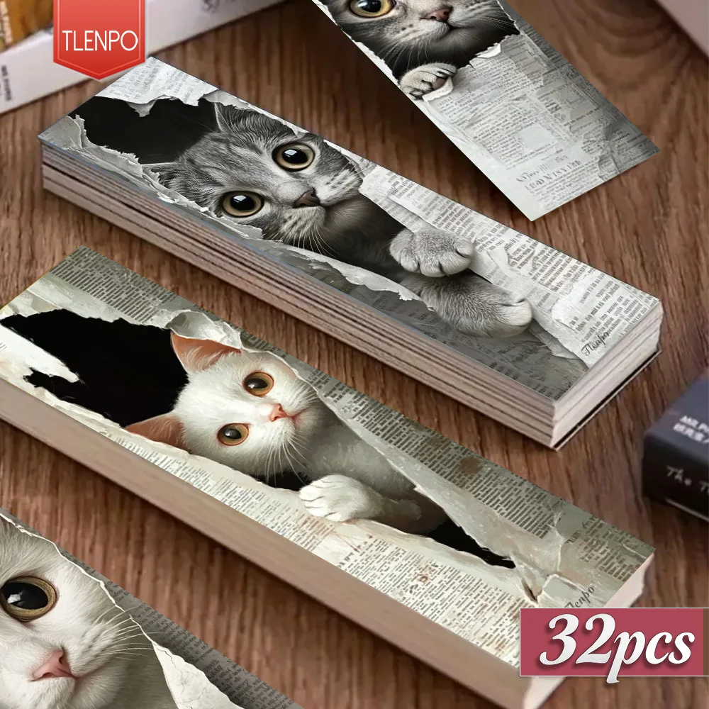 32pcs, Newspaper Hide-and-Seek Theme Bookmarks, Christmas, Teacher Gift, Back-To-School Holiday Gifts, Creative Artistic Designs