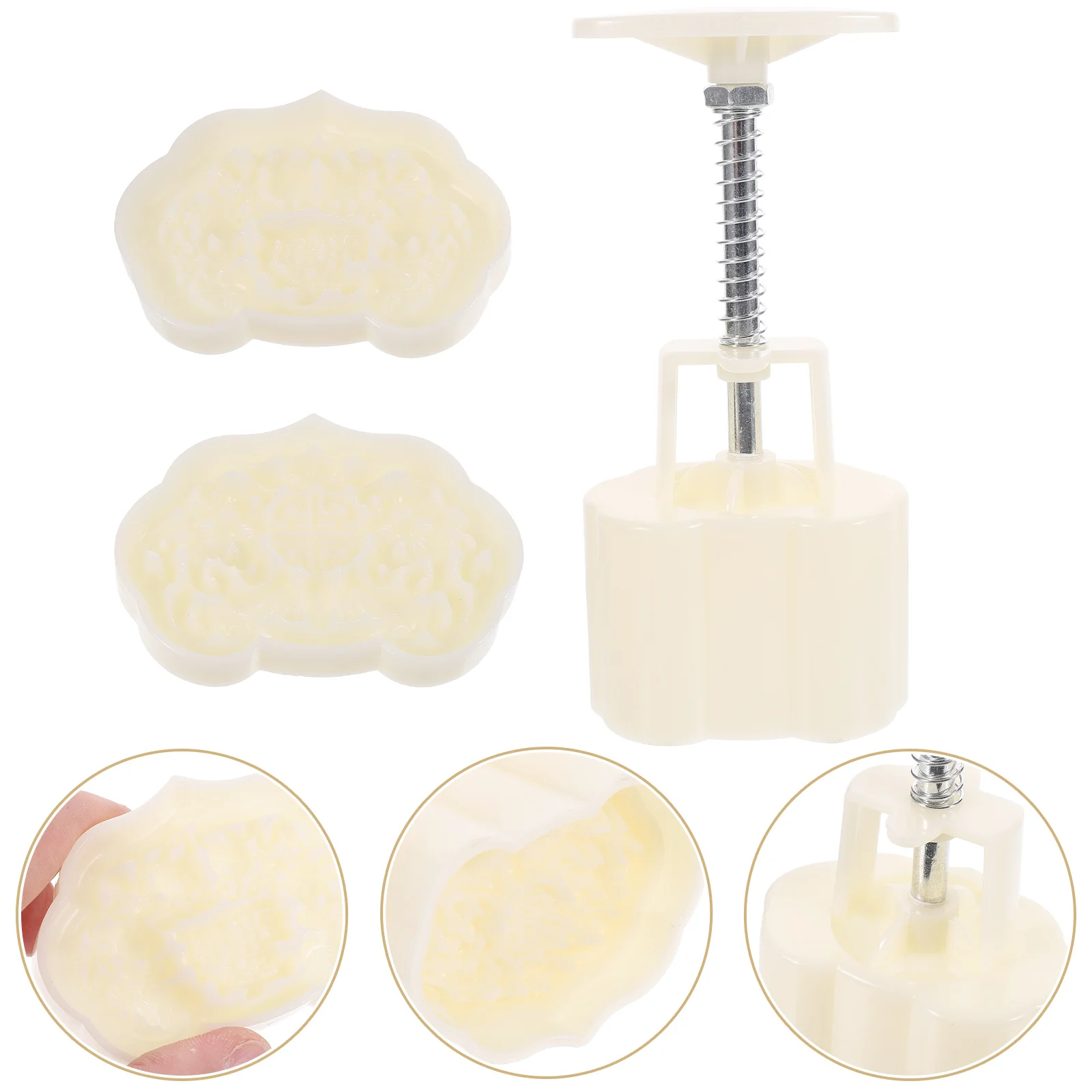 

1 set Moon Cake Mold Handle Baking Tool Mould Diy Press Sturdy Kitchen Mold For Baking Vintage Style Cantonese Maker