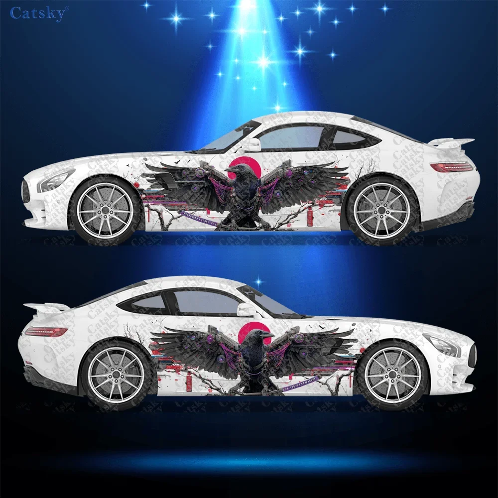 2pcs Mechanical Raven sticker, suitable for cars and trucks, durable, fade-resistant, easy to install and remove - Enhance the b