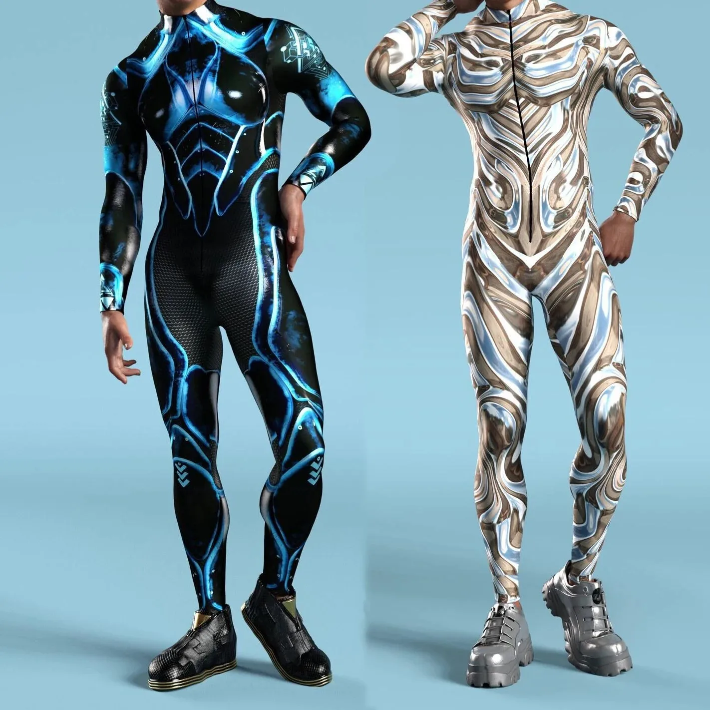 Cosplay impresso em 3D para homens, bodysuit Halloween, macacão armadura, macacão carnaval, terno zentai, festa steampunk