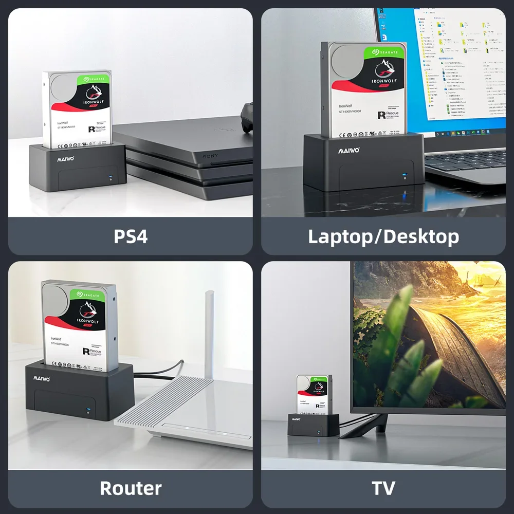 MAIWO 2.5/3.5인치 HDD 케이스 타입-C to SATA 외장 하드 드라이브 리더 24TB 지원 하드 드라이브 인클로저 고속 어댑터