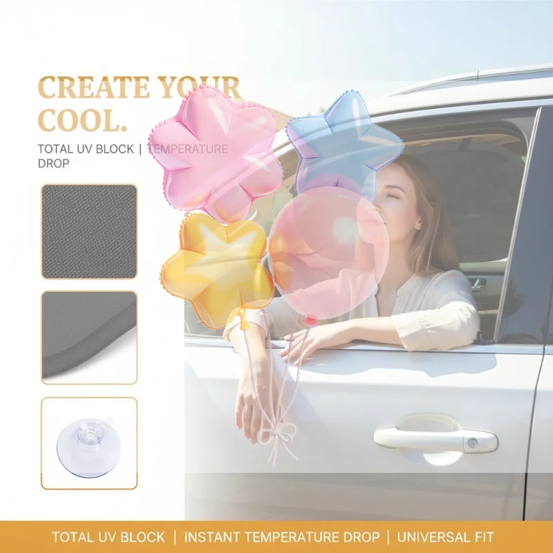 

2 шт. Солнцезащитная пленка на боковые окна автомобиля, статическая, без следов, УФ-защитная, для летних семейных поездок