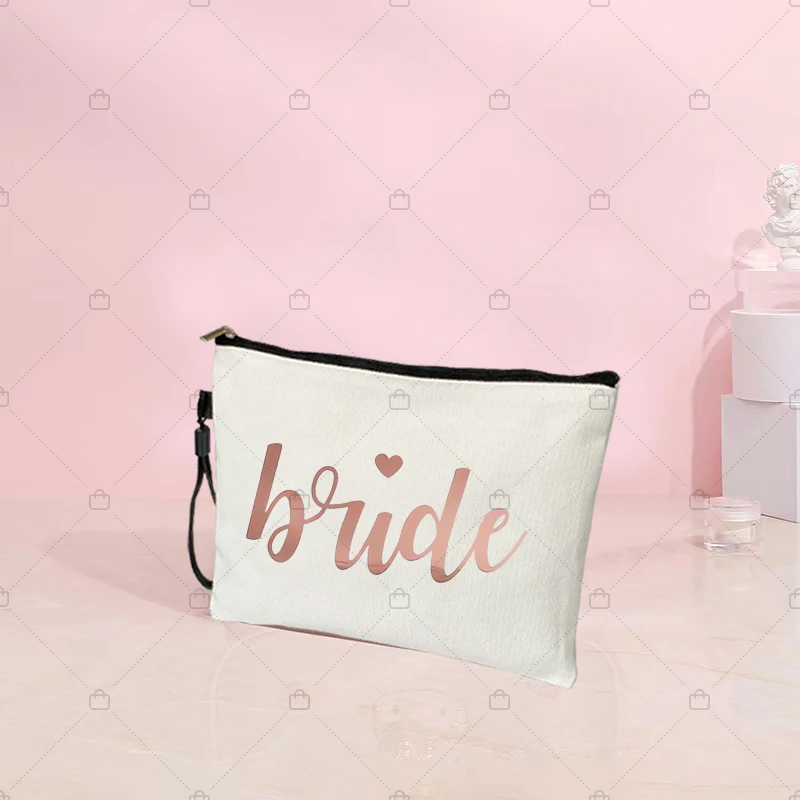 Team Bride Makeup Bag Wedding Bridesmaid Gifts Future Mariée Cosmetic Organizer Bags Small Traveling Essentials Toiletry Pouchs