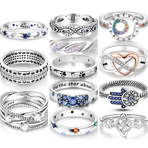 Hot Sales 925 Sterling Silver Rings Infinite Love Star Moon For Women Original Silver 925 Wedding Ring Jewelry Gift