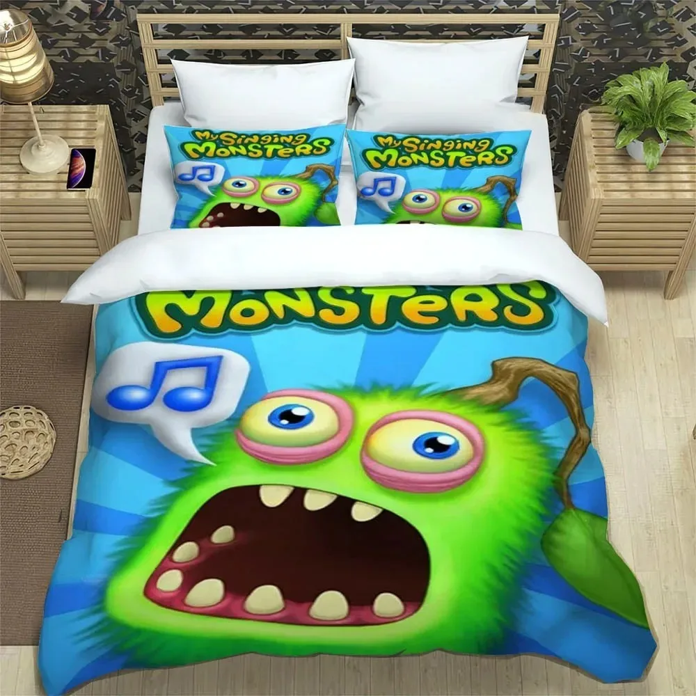 Duvet Cover Pillowcase My Singing Monsters Bedding Set  Adult Boy Girl Bedroom Decoration Children Gift Single Double Size