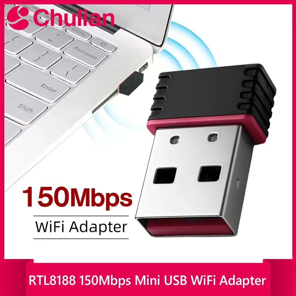 Mini Adaptador WiFi USB de 150 Mbps RTL8188, Tarjeta de Red Inalámbrica para Raspberry Pi, Computadora de Escritorio, Portátil, Compatible con Windows