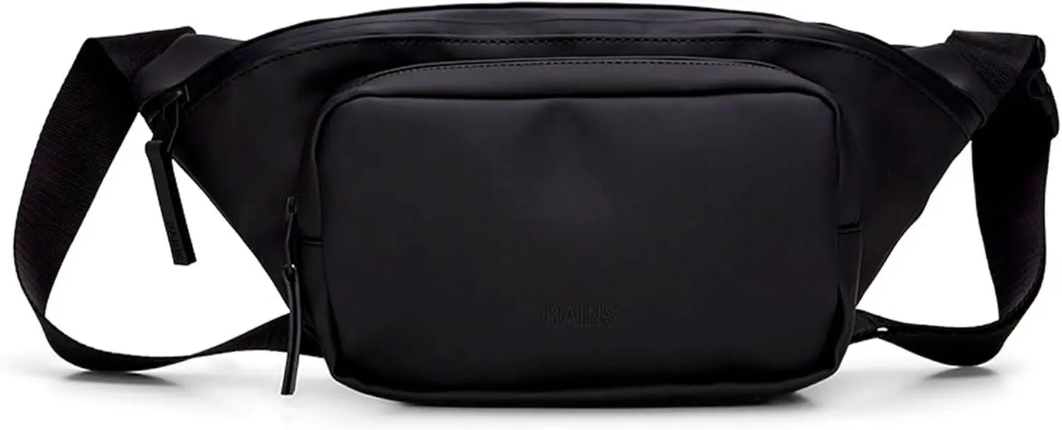 

RAINS Bum Bag - Black Waterproof Unisex Sling Bag for Men and Women - Adjustable Strap, Coated Zip Closure - Crossbody Belt Bag