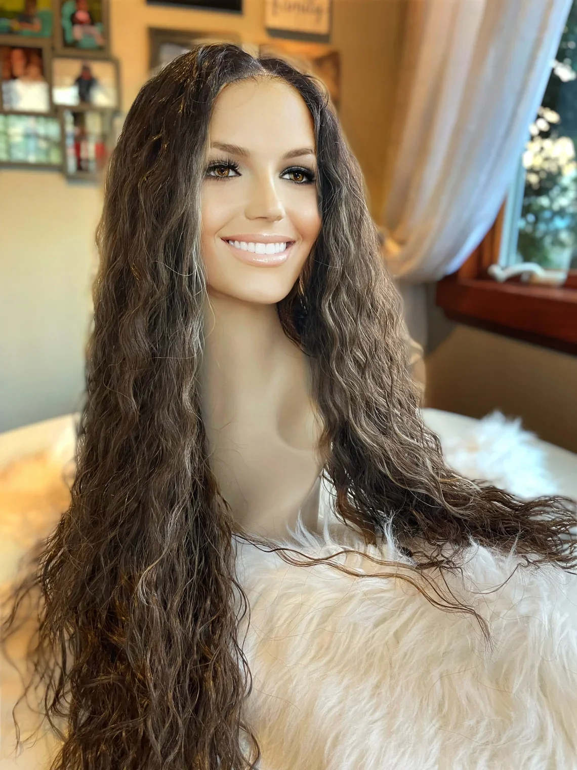 30 Inch Chocolate Brown Wig Water Wave Elastic Blonde Synthetic Lace Front Wig Female Original Factory Curly Wig Clearance Sale