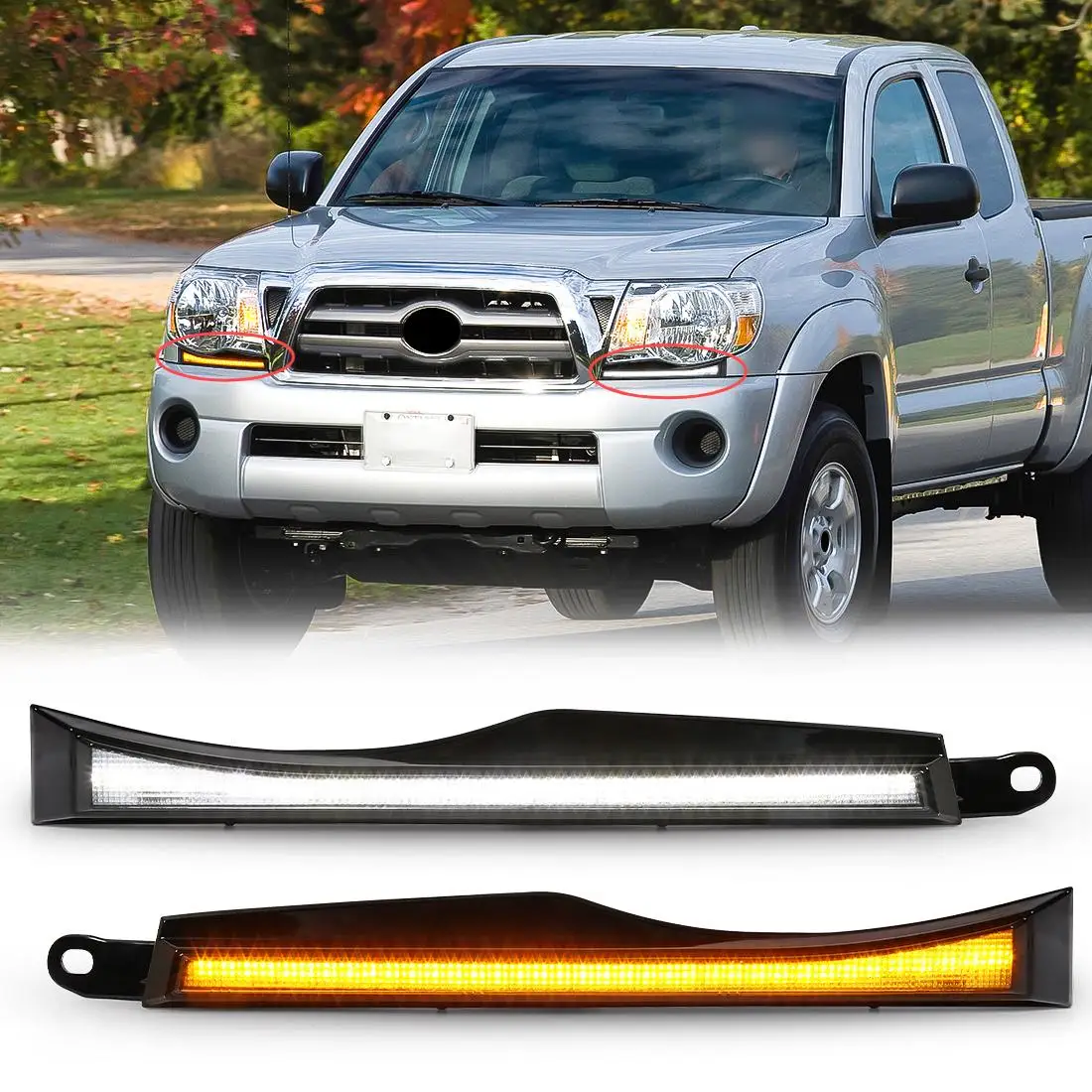 

Car DRL For Toyota Tacoma 2005 2006 2007 2008 2009 2010 2011 Daytime Running Lights Dynamic Turn Signal Lamps Driving