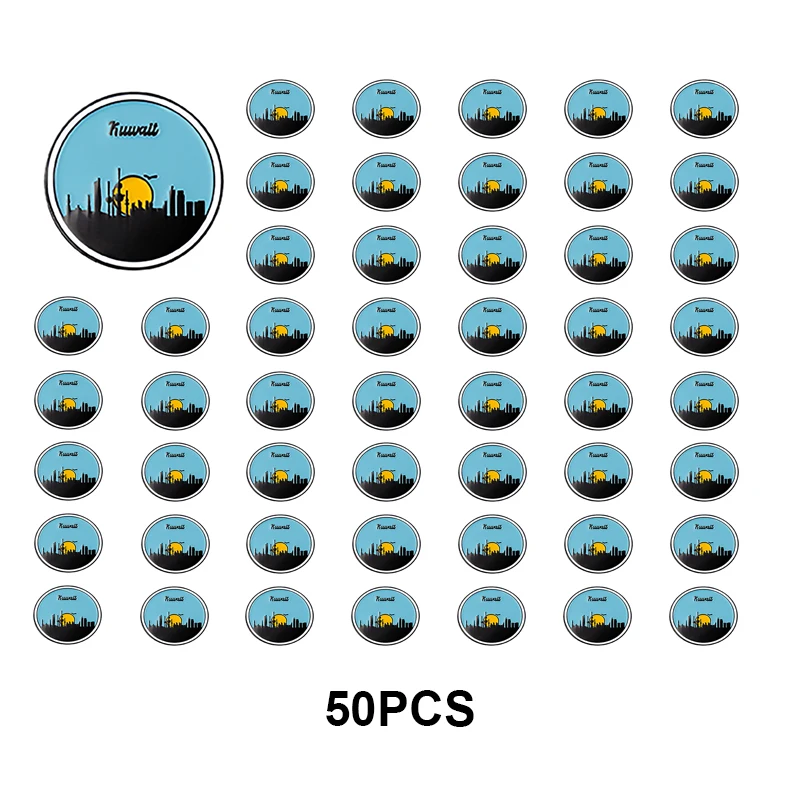 1-5-10-50-100PCS Kuwait Mobile Phone 3M Sticker Badge Metal Pin Broooches Pins