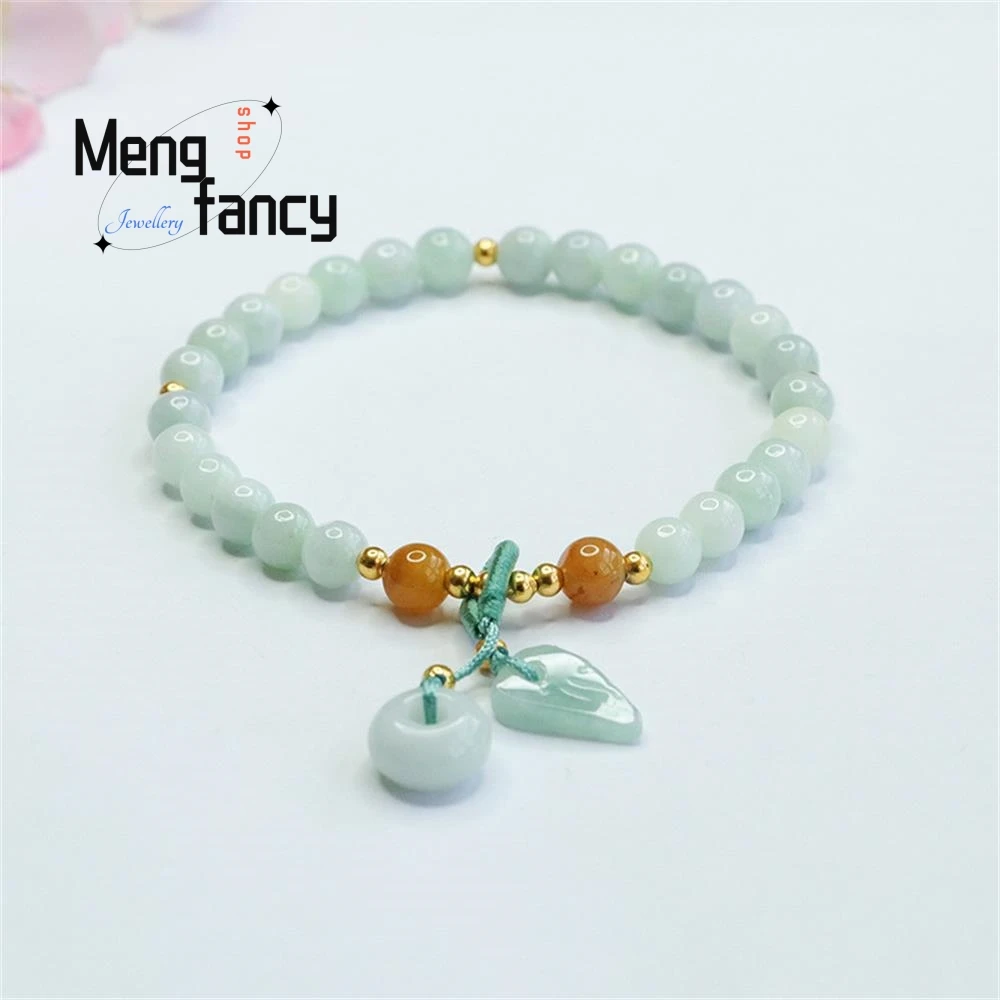 Natural A-goods Jadeite Peace Buckle Bracelet Exquisite Elegant Simple High-grade Fine Jewelry Couple Charm Fashion Holiday Gift