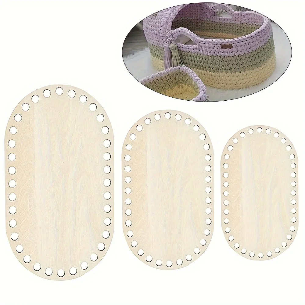 3 sztuk/zestaw DIY kosz materiały tkackie owalny pusty solidny szydełkowy kosz podstawa z drewna naturalne drewniane dno kosza do wyrobu rzemiosła