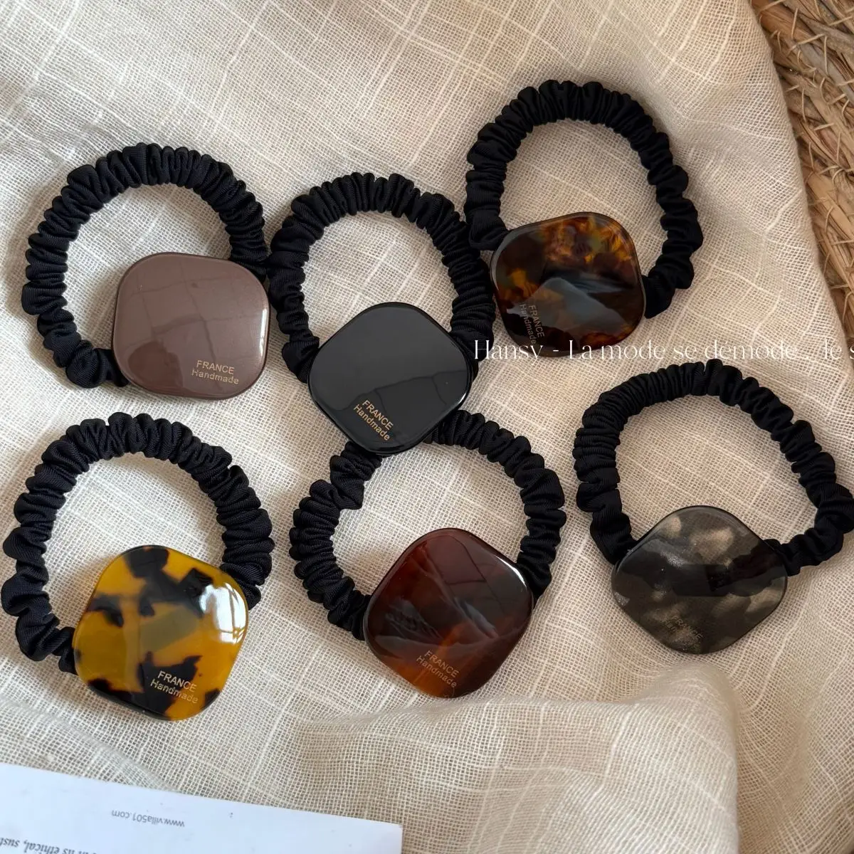 Hair Ties Acetate Gold Label Square Brown Leopard Print Basic Versatile Soft Coil Women Daily Party Travel Lightweight Durable