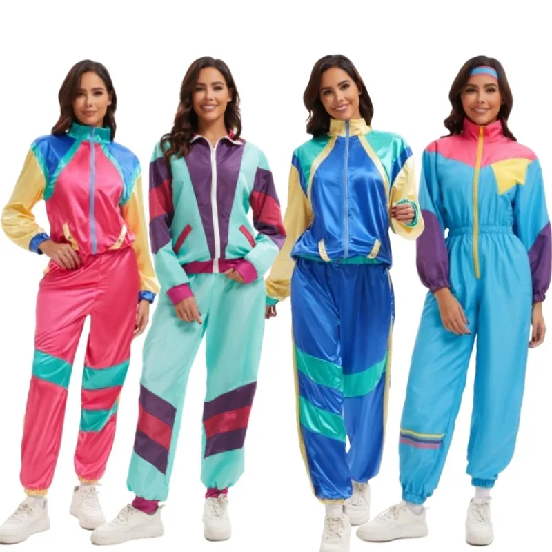 

Halloween 70s Disco Couple Costume Hippie Dance Outfit Retro Hip Hop Cosplay Costumes Festival Stage Performance Party Set