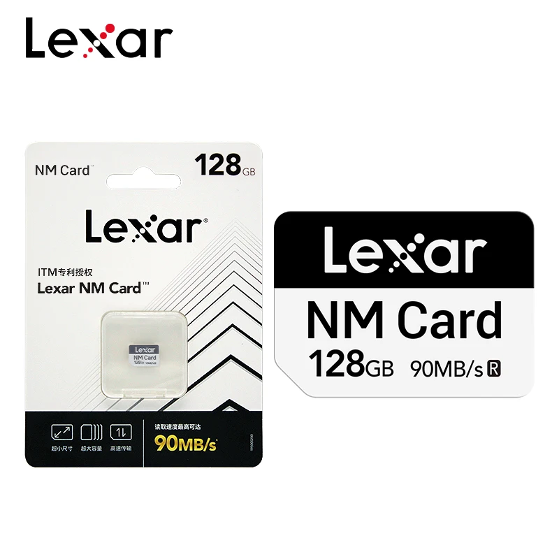 بطاقة Lexar NM لهاتف هواوي مع قارئ بطاقات USB 3.1 Micro SD سعة 128 جيجابايت وبطاقة ذاكرة 256 جيجابايت حتى 90 ميجابايت/ثانية بطاقات Microsd Flash TF
