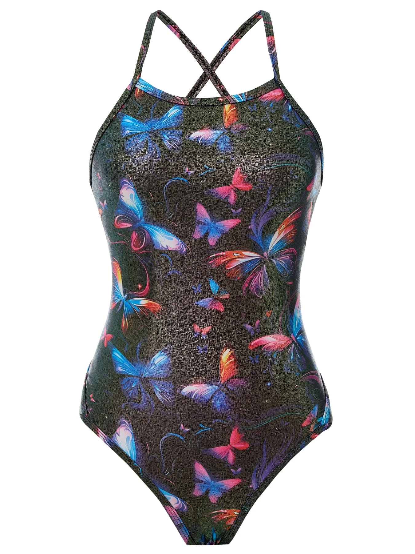 

Gold Printing Women's Swimsuit Slimming Thermal Spring Swimming Pool Suitable for Competitive Training S808 Cross B...