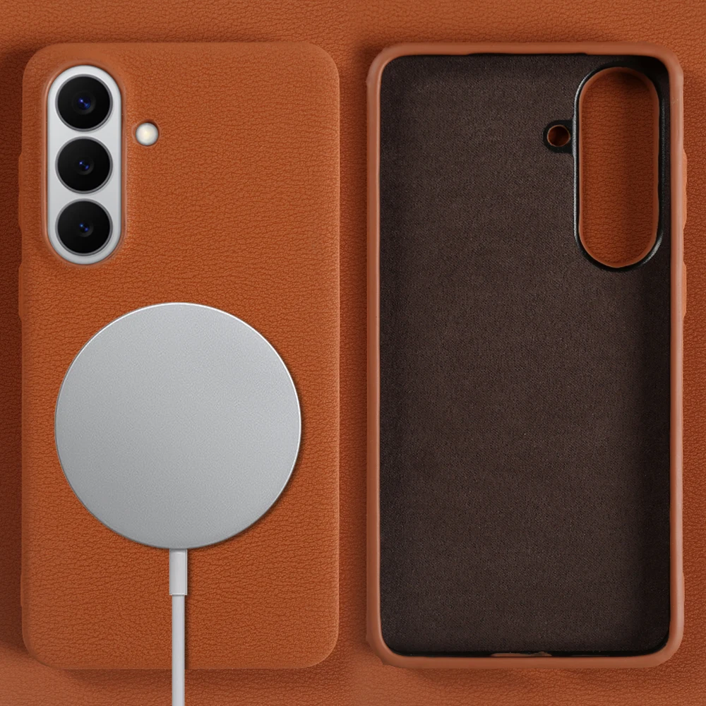 for Magsafe Case for Samsung Galaxy S26 Plus S25 FE S24 S23 S21 S22 Ultra A56 A36 A26 A16 A17 A55 Leather Magnetic Back Cover