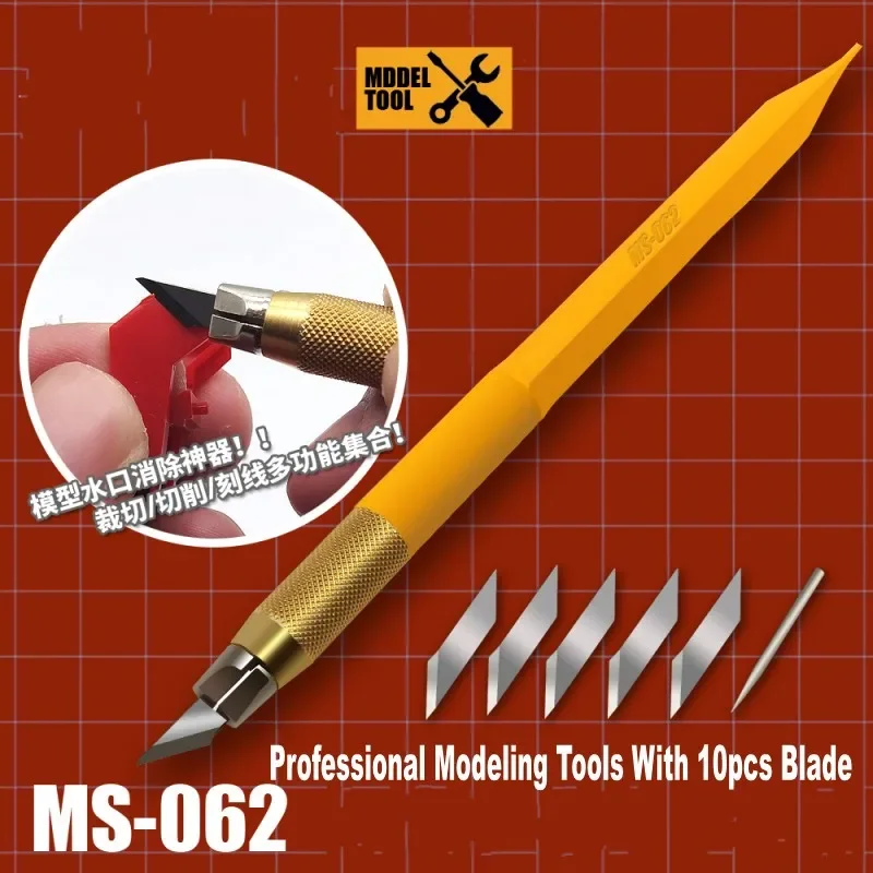 MS062 alat pemodelan profesional, dengan 10 buah pena Model logam pisau Model perakitan alat bangunan untuk alat Model hobi DIY