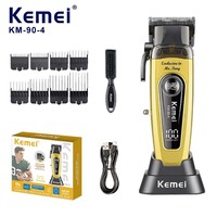 11500RPM kemei km 90 4 Men's Hair Clipper 10W Brushless Motor DLC Blade Base Charger Professional Hair Cutting Machine Trimmer