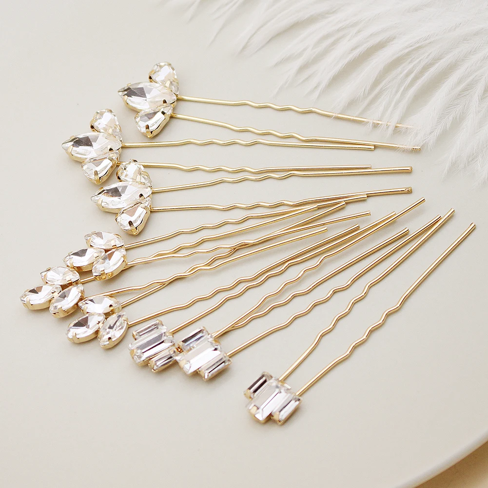 Simple Crystal Hairpin Set Bridal Headpiece Daily Hair Clips Hair Accessories For Women Gold Hair Clips Jewelry Accessories image 4