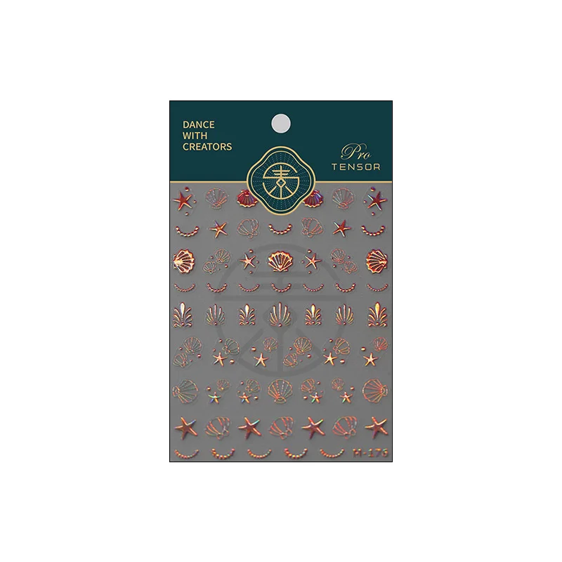 Shiny Laser Shell Decorative Nail Accessories, 3D Starfish Moon Star Nail Art Stickers Self-Adhesive Manicure Decals