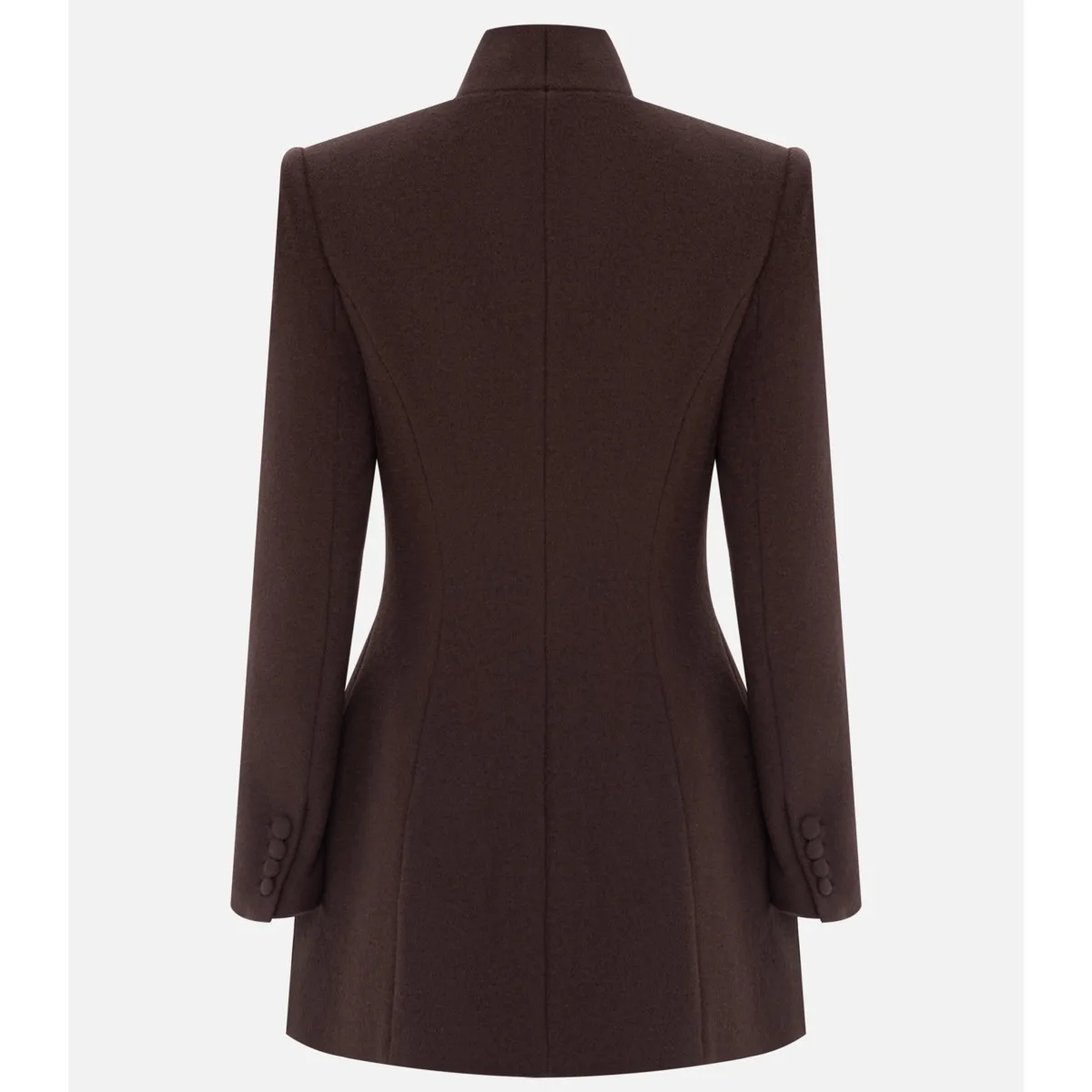 IG Women Stand Collar Single Button Waisted Cotton-Blend Blazer, Padded Shoulder Flap Pockets, Elegant Office Winter Outerwear