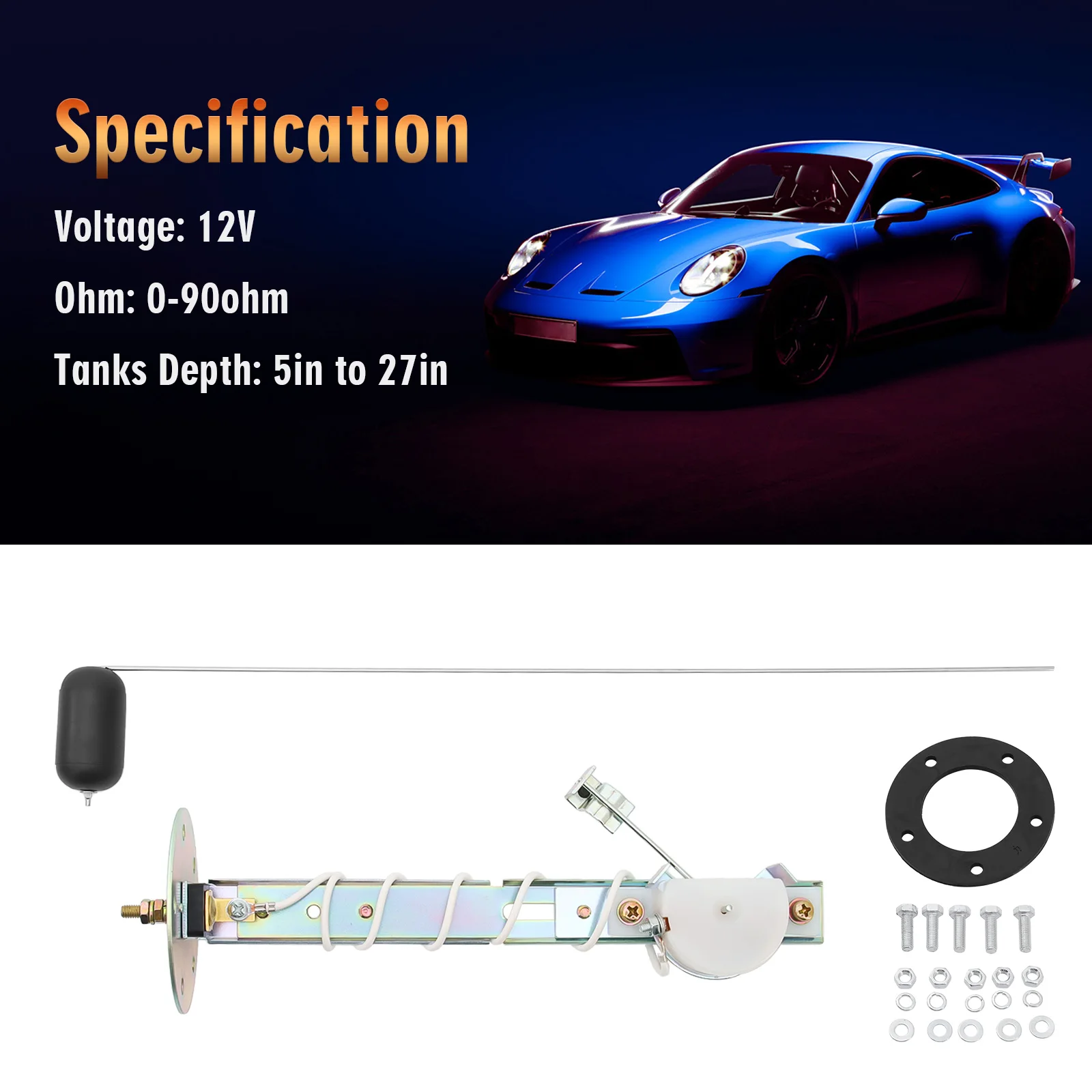 0 ohms Empty 190 ohms Full Fuel Level Sensor / Water Level Stainless Steel Sensor For Auto Car Boat Gauge Tank Level Indicato