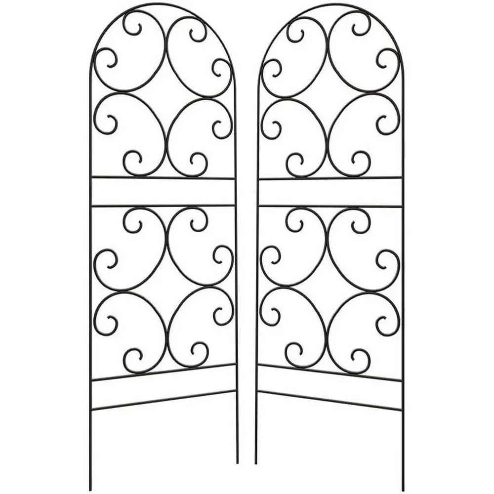 Double Arched Metal Garden Trellises, 72 High x 24 Wide, Black Powder-Coated Steel for Plant Supports and Outdoor Decor