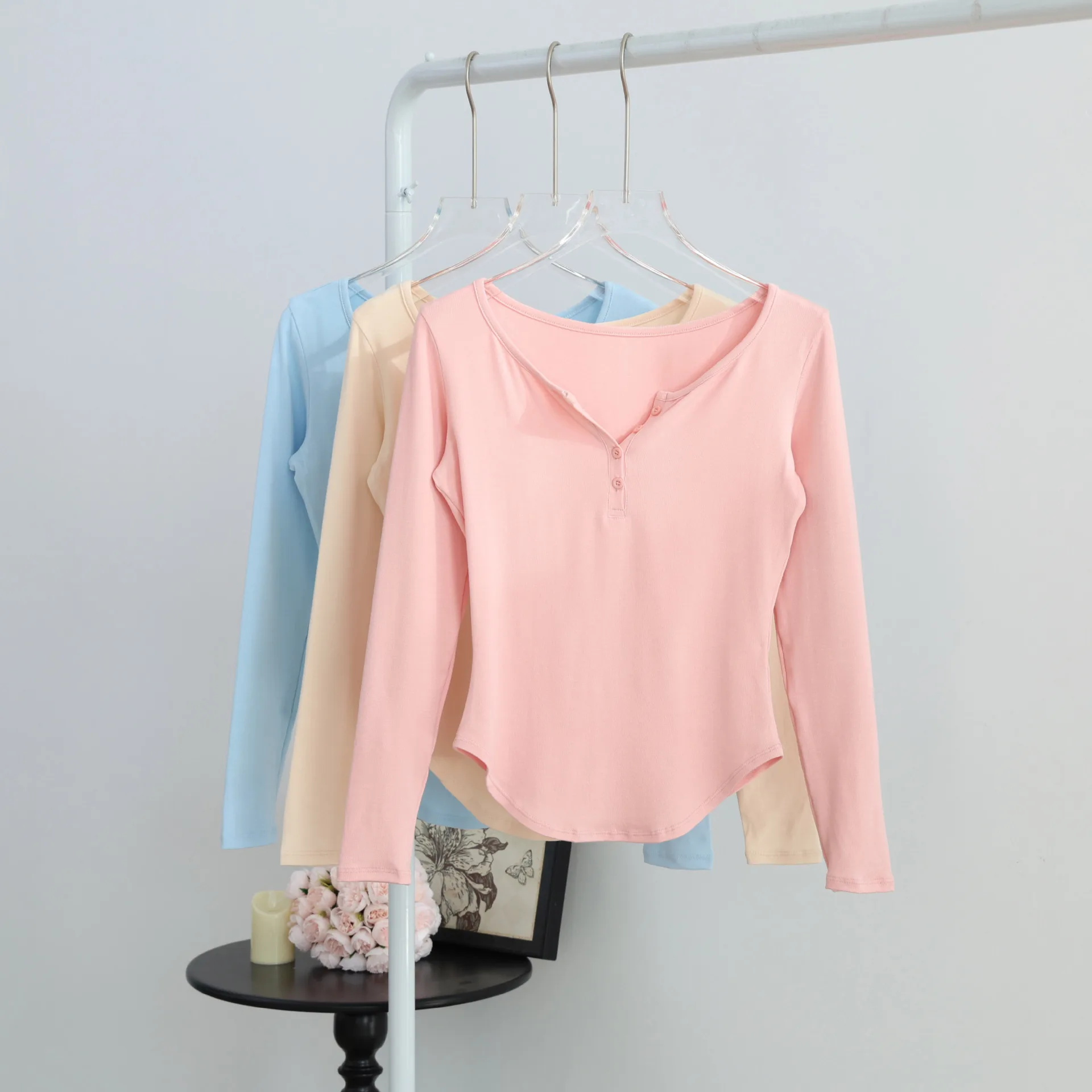 Pilates Slim Fit And Slimming Korean Version Slim Fit Solid Color Knitted Sweater for Women Slim Fit With O Neck
