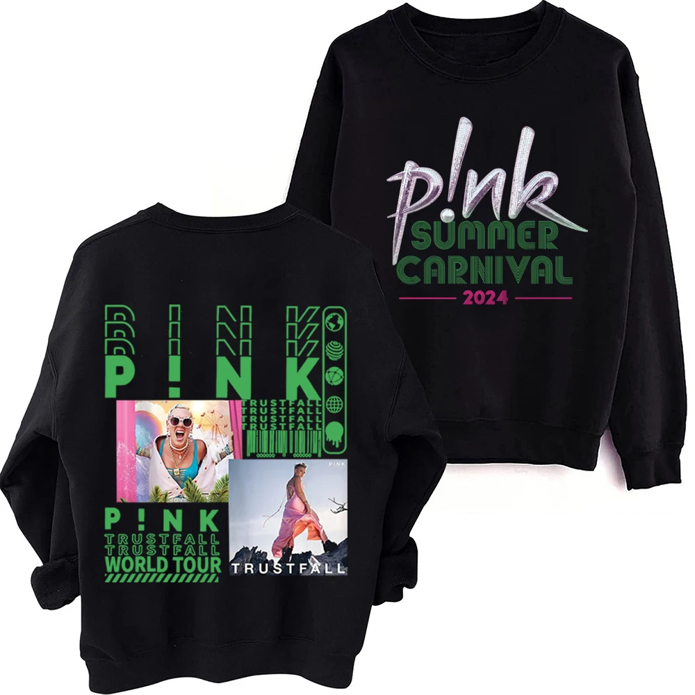 Rapper P!nk Pink Singer Summer Carnival 2024 Tour Sweatshirts Pink Hoodies Trustfall Album Concert Tops Oversized (Us Size)