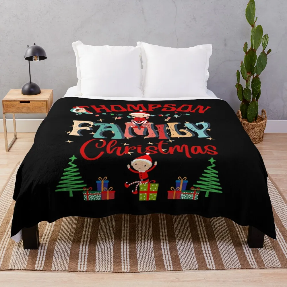 Thompson Family Christmas Personalized Christmas Celebration Design Throw Blanket Hair Giant Sofa Blankets