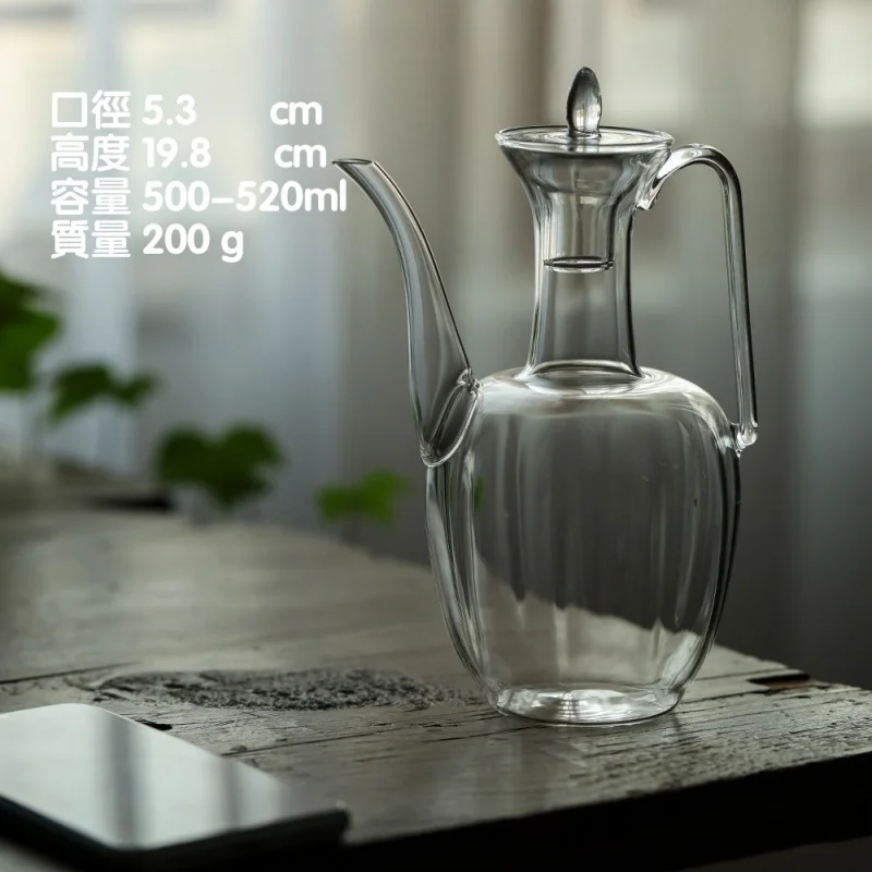 ★High Boron Glass Imitation Song Hand Ewer Heat-Resistant Transparent Teapot Electric Ceramic Stove Household Antique Kettle Tea