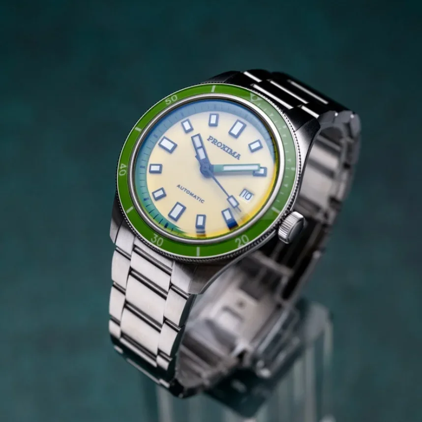 PROXIMA Men Automatic Watch 39mm Mechanical Wristwatch Diver 20ATM Waterproof BGW-9 Luminous Sapphire Ceramic Bezel Enamel Dial
