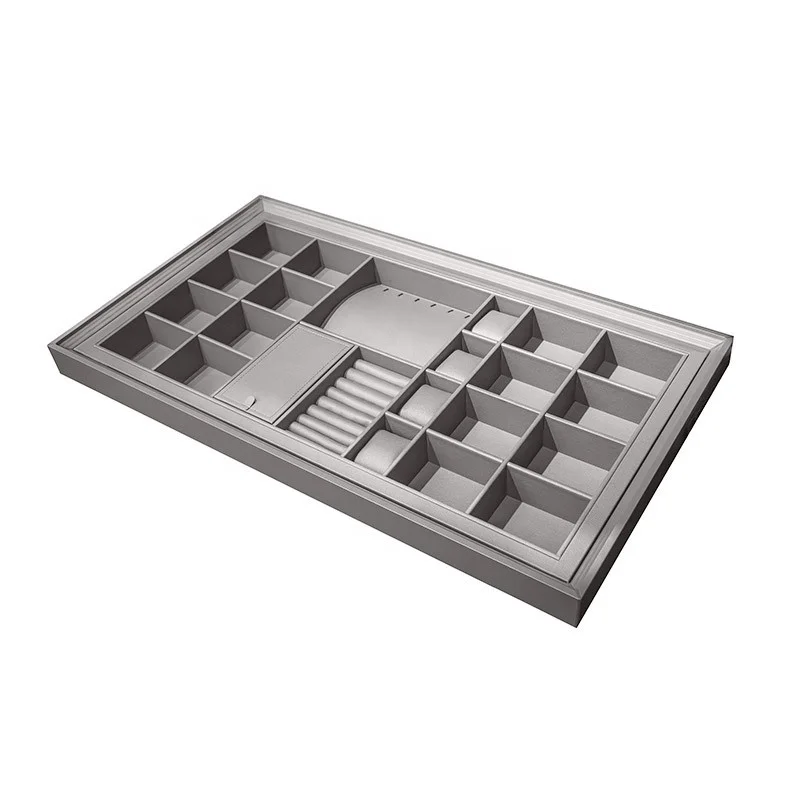 Jewelry Storage Box Separters Nail Organizer Artificial Leather Presentation Tray Aluminum Frame Jewelry Organizers