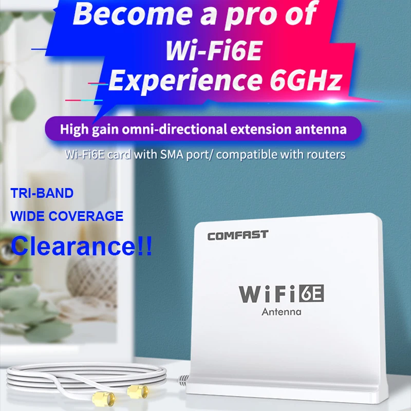 

COMFAST Clearance 5dBI WiFi6E Omnidirectional High Gain Antenna Wifi Equipment