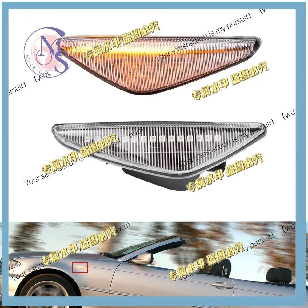 1Pair Clear Lens Sequential LED Side Fender Marker Lights Fit For BMW 3 E46 325Ci 330Ci Coupe Convertible 2-Door 2004-2006