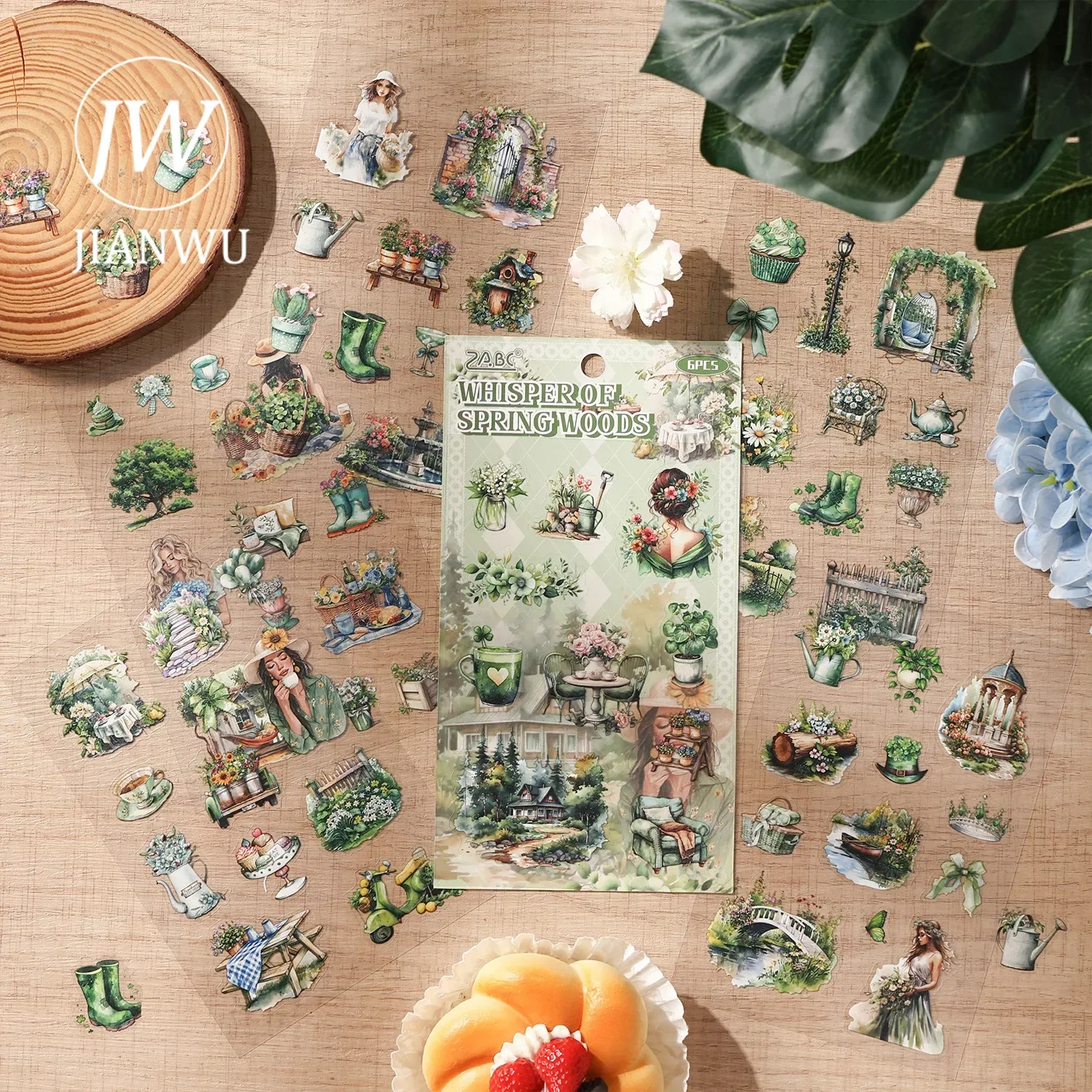 JIANWU Vintage Season Flower Character Landscape Material Collage Scrapbooking PET Sticker Creative DIY Journal Stationery