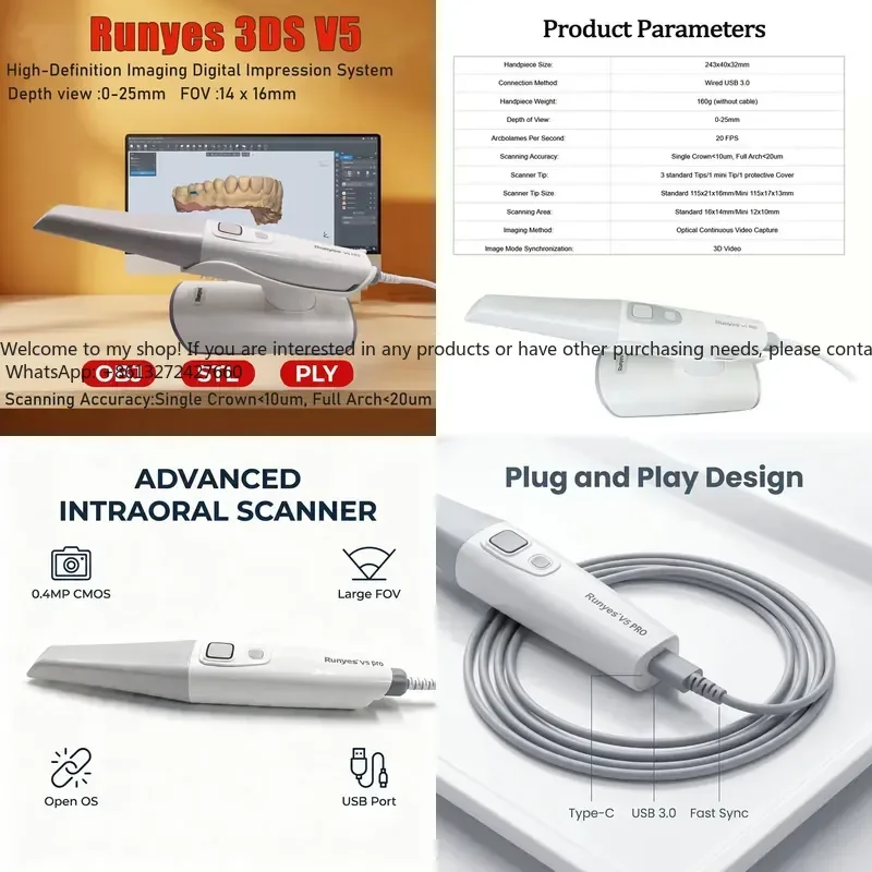 Ruynes V5 Scaner Intraoral Scanner Ultra Fast Scanning True Color Oral 3d Digital Intraoral Scanner Equipment