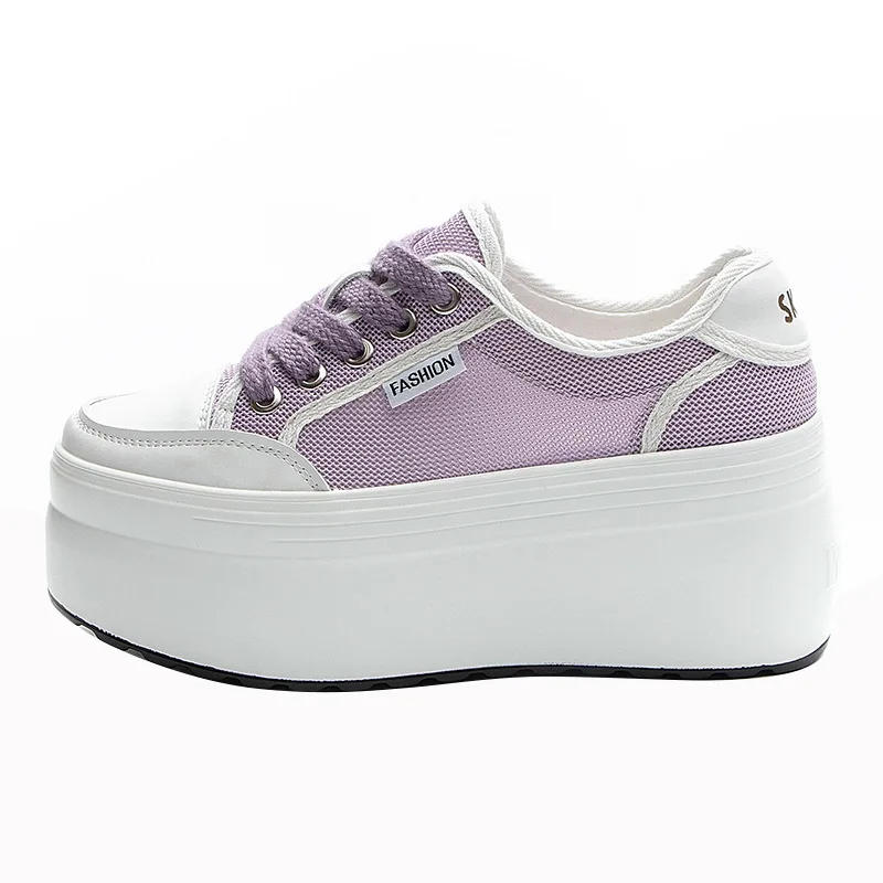 

2025 Woman Platform Genuine Leather Sneakers Round Toe Breathable Summer Mesh Shoes For Women Korean Style Casual Sneaker Female