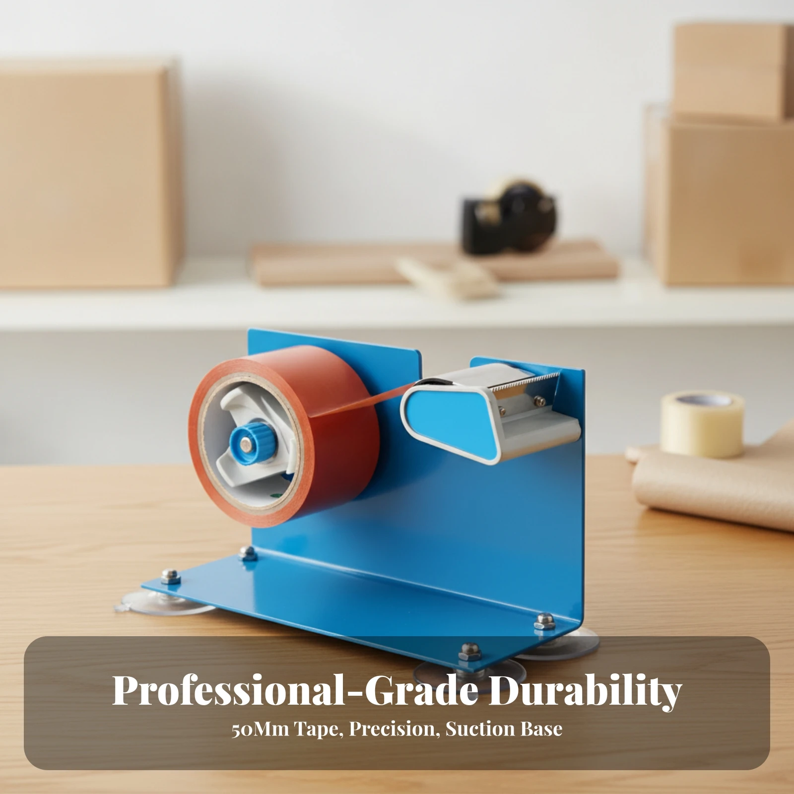 Desktop Tape Dispenser Sturdy Tape Dispenser with Suction Cups Heavy Duty Non-Slip for Packers, Warehouse, Office