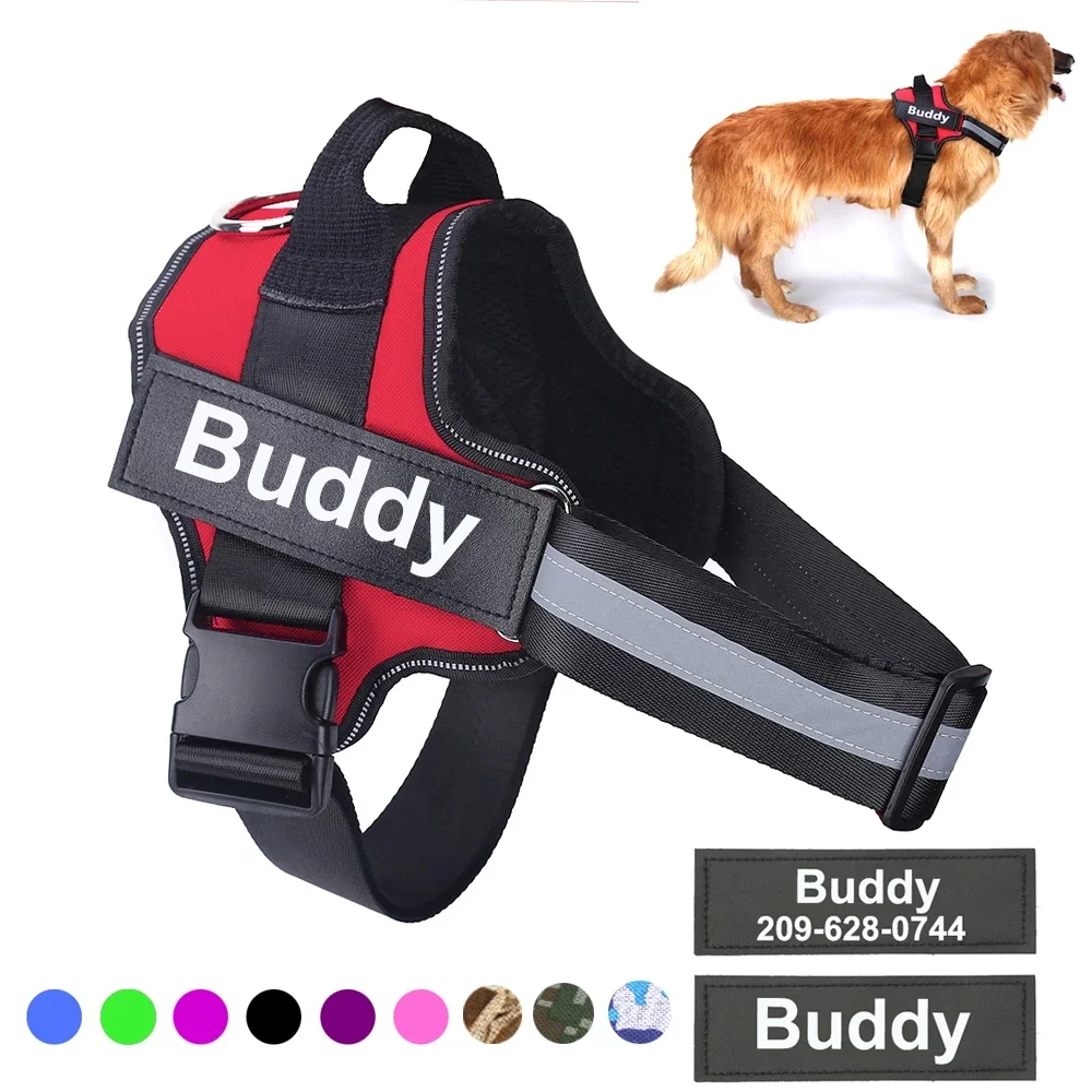 Cão personalizado Harness Vest, No Pull, reflexivo, respirável, ajustável Pet Supplies, Patch personalizado, cão pequeno e grande