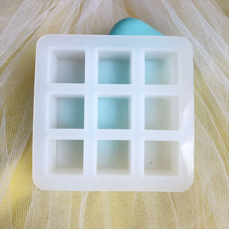 Grade Silicone 9-grid Cube Jumbo Square Tray Mould Non-toxic Durable Bar Pub Wine Ice Blocks Molds