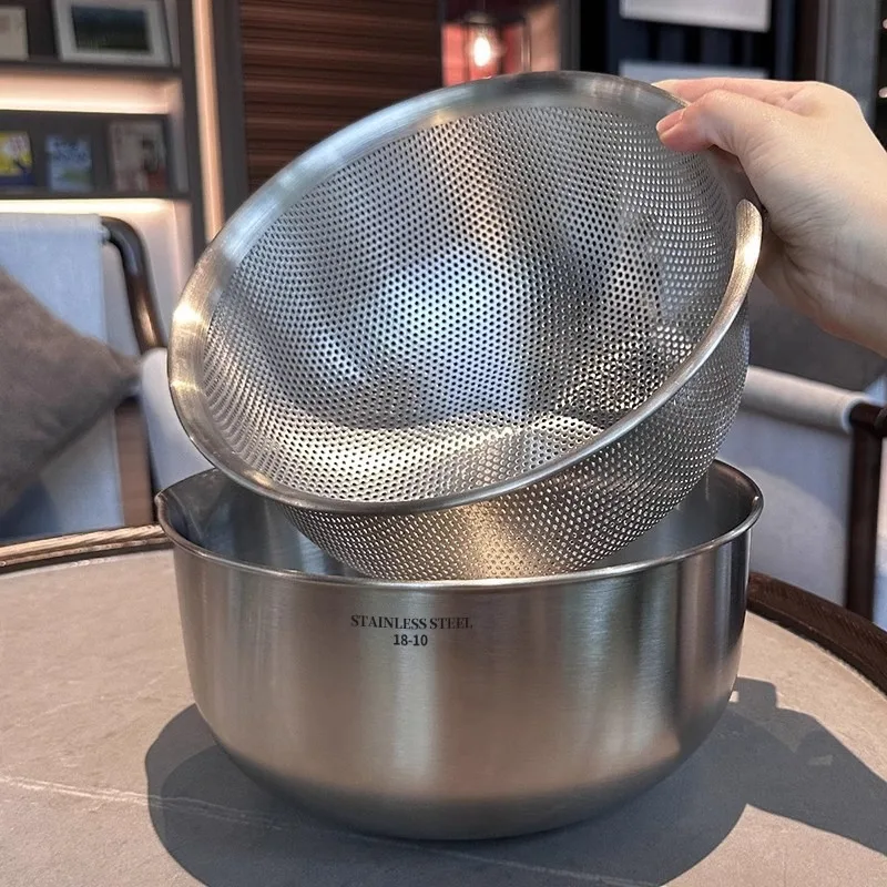 304 Stainless Steel Multi-purpose Kitchen Drain Basket Household Washing Basin for Vegetable and Rice